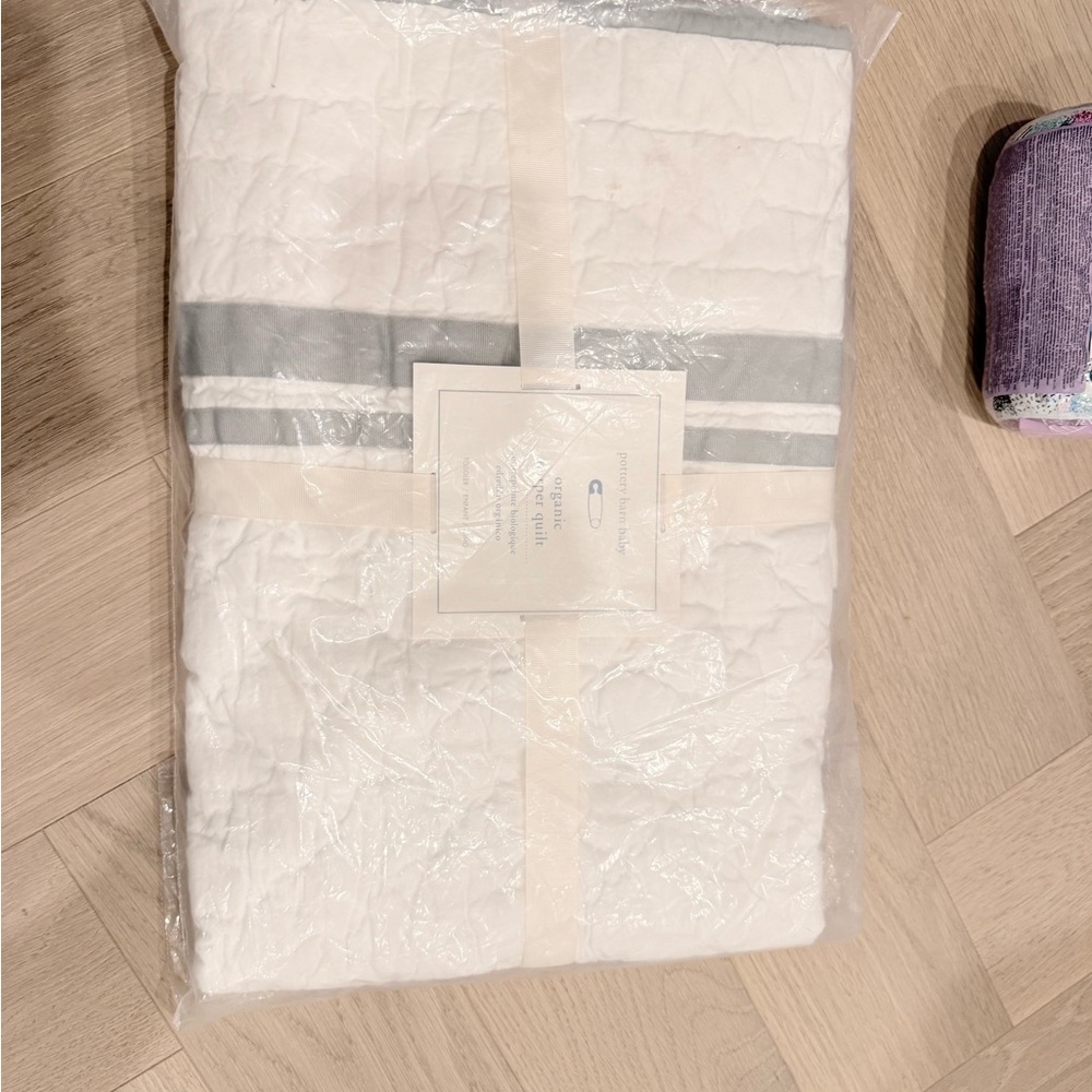 Pottery Barn Kids White and Gray Quilt